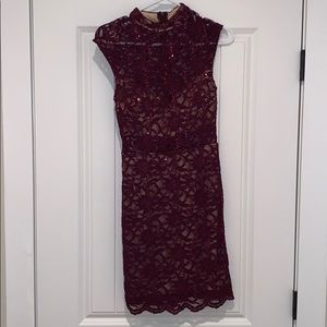 Garnet lace formal dress
